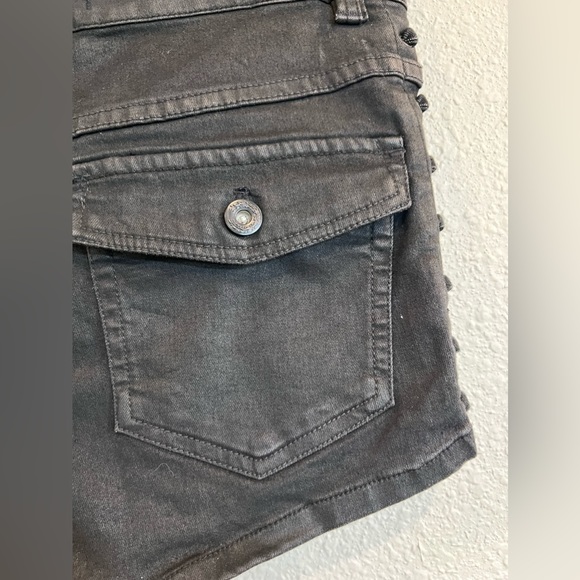 Free People Lone Ranger Black Denim Jean Shorts Lace Up Size 27 - Picture 9 of 11